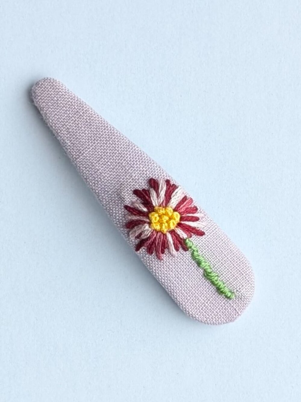 New Daisy Flower hand embroidered linen cotton large handmade hair clip